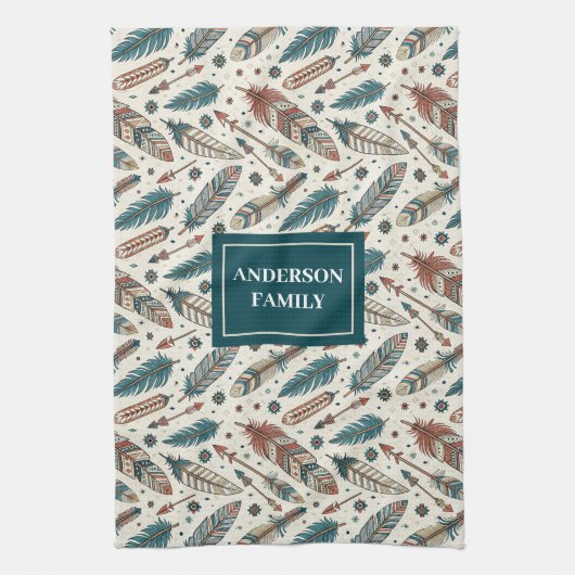 Custom Name Boho Towel Pastel Native Kitchen Set Geschirrtuch (Vertikal)