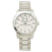 Custom Name Botanical Monogram Romantic Gift Armbanduhr (Vorderseite)