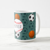 Custom Name Boys Sports Baseball Pattern Kids  Kaffeetasse (VorderseiteRechts)