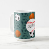 Custom Name Boys Sports Baseball Pattern Kids  Kaffeetasse (Vorderseite Links)