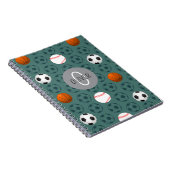 Custom Name Boys Sports Soccer Pattern Kids School Notizblock (Rechte Seite)