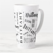 Custom Name Brittany Black White Milchtasse (Rechte Ecke)
