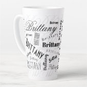 Custom Name Brittany Black White Milchtasse (Linke Ecke)