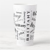 Custom Name Brittany Black White Milchtasse (Vorderseite)