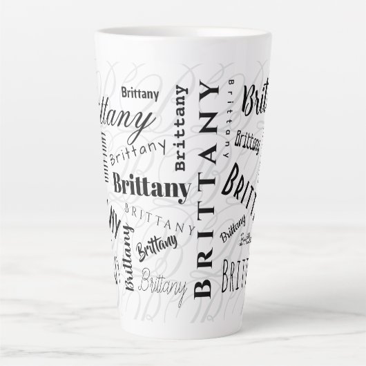 Custom Name Brittany Black White  Milchtasse (Vorderseite)