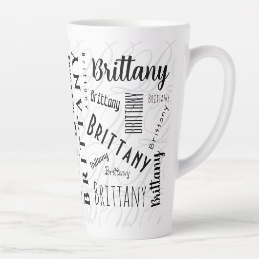 Custom Name Brittany Black White Milchtasse (Rechts)