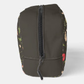 Custom Name Brown Red Pink Floral Pattern Waschbeutel (Rechts)