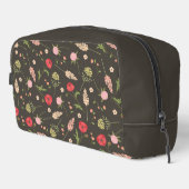 Custom Name Brown Red Pink Floral Pattern Waschbeutel (Rechte Ecke)