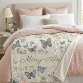 Custom Name Butterfly Floral Fleecedecke