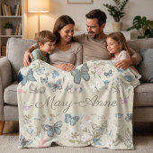 Custom Name Butterfly Floral Fleecedecke