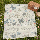 Custom Name Butterfly Floral Fleecedecke