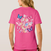 Custom Name Butterfly & Flower Kids T-Shirt (Rückseite)