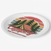 Custom Name Camping Pappteller (Schrägansicht)