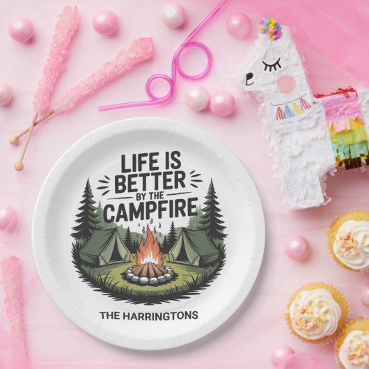 Custom Name Camping Pappteller (Party)