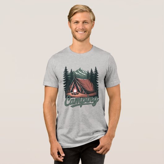 Custom Name Camping Tri-Blend Shirt (Vorderseite voll)