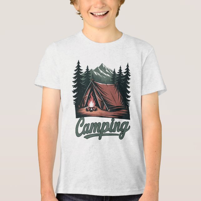 Custom Name Camping Tri-Blend Shirt (Vorderseite)