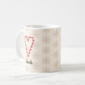 Custom Name Candy Cane Heart Snowflake Pattern Kaffeetasse (Vorderseite Links)