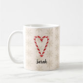 Custom Name Candy Cane Heart Snowflake Pattern Kaffeetasse (Links)
