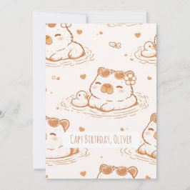 Custom Name Capybara Birthday Flat Greeting Card Karte