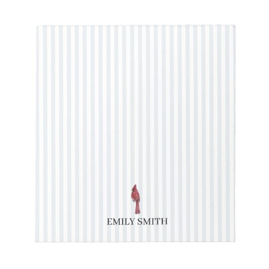 Custom Name Cardinal Bird Painting Stripe Notizblock (Vorderseite)