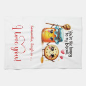 Custom Name Cartoon Food Love Valentine Towel Geschirrtuch (Horizontal)