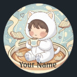 Custom Name Cat Coffee Sticker for Book Lovers<br><div class="desc">Cute cat coffee sticker made for reading journals,  planners,  laptops,  and study gear. A cozy bookish design and a fun personalized gift for readers.</div>