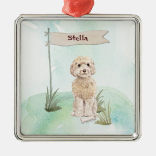Custom Name Champagne Cockapoo Pet Dog Ornament Aus Metall