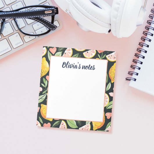 Custom Name Chic Lemon Citrus Fruits Post-it Klebezettel
