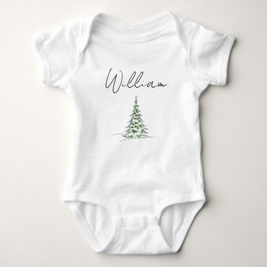 Custom Name Christmas Baby Romper 1st Xmas William Baby Strampler (Vorderseite)