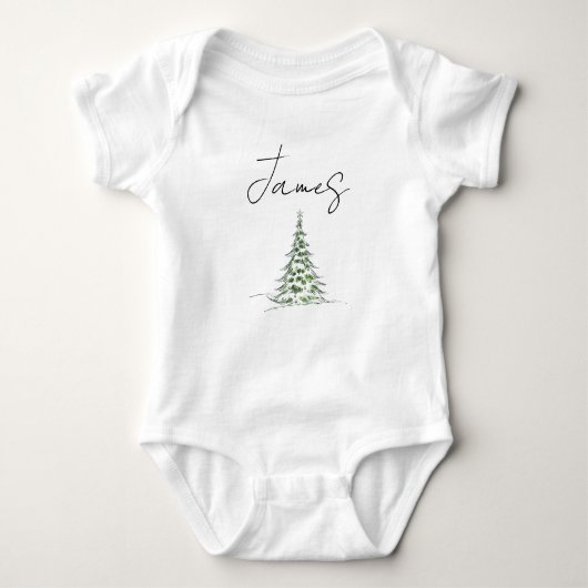 Custom Name Christmas Baby Romper First Xmas James Baby Strampler (Vorderseite)