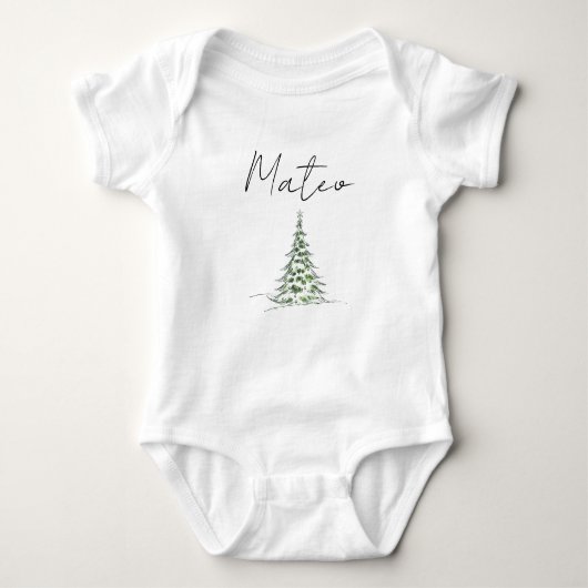 Custom Name Christmas Baby Romper First Xmas Mateo Baby Strampler (Vorderseite)