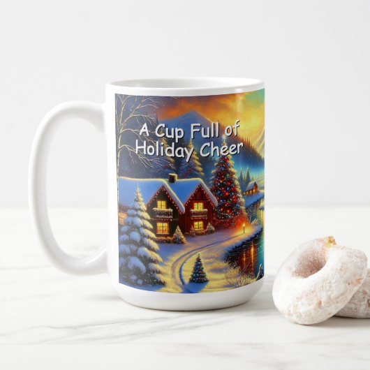 Custom Name Christmas Cabin Mug Kaffeetasse (Mit Donut)