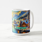 Custom Name Christmas Cabin Mug Kaffeetasse (VorderseiteRechts)