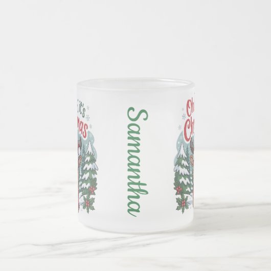 Custom name Christmas cute unique deer Mattglastasse (Mittel)