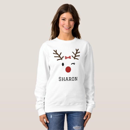 Custom Name Christmas Deer Illustration Design Sweatshirt (Vorne ganz)