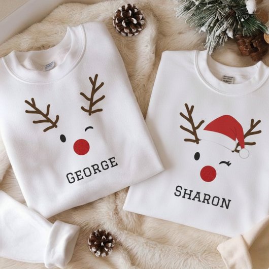 Custom Name Christmas Deer Illustration Design Sweatshirt