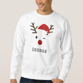 Custom Name Christmas Deer Illustration Design Sweatshirt (Vorderseite)