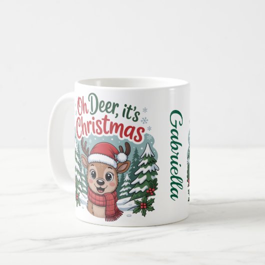 Custom name Christmas deer Kaffeetasse (Vorderseite Links)