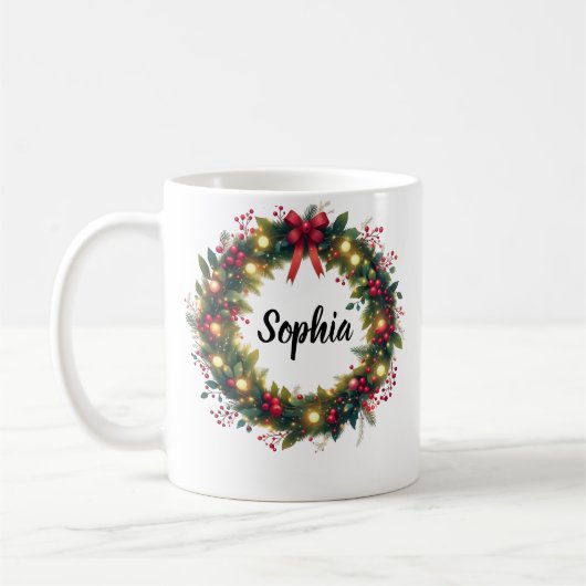 | Custom Name Christmas Mug with Lights Gift Kaffeetasse (Links)