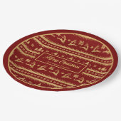 Custom Name Christmas Paper Plates Luxe Red Gold Pappteller (Schrägansicht)