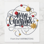 Custom name Christmas Wishes Weinetikett (Einzelnes Label)