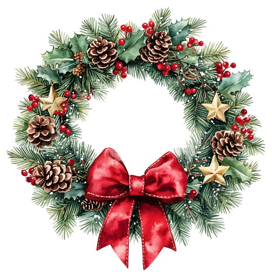 Custom name Christmas wreath bag red and green Mittlere Geschenktüte