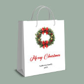 Custom name Christmas wreath holiday gift bag idea Mittlere Geschenktüte