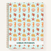 Custom Name Coastal Watercolor Seashells Teal Notizblock (Vorderseite)