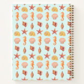 Custom Name Coastal Watercolor Seashells Teal Notizblock (Rückseite)