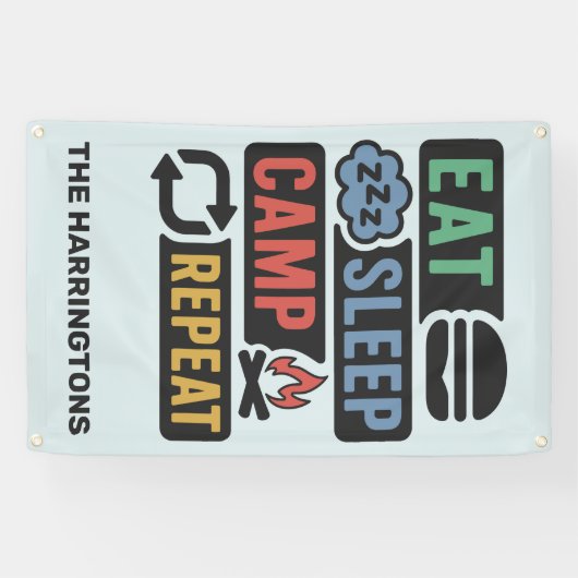 Custom Name & Color Camping Banner (Horizontal)