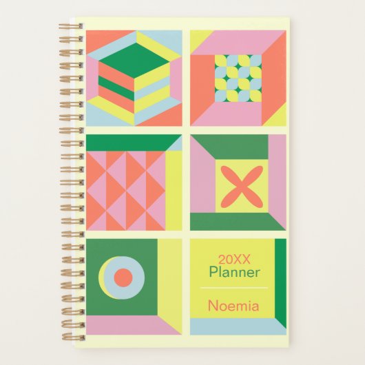 Custom name colorful modern yearly geometry planer (Vorderseite)