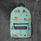 Custom Name Construction Vehicles Bedruckter Rucksack