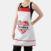 Custom Name Cooking Apron with Red Heart Design Schürze (InSitu)
