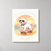 Custom Name Cool Maltese Dog Skateboarder  Leinwanddruck (Vorderseite)